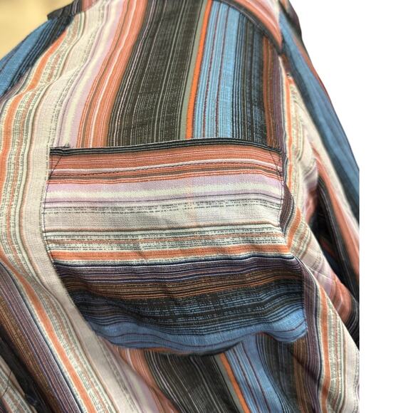 Torrid Button Up  Blouse Size ^ in Blue and Peach - Picture 3 of 12